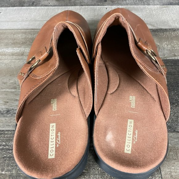 Clarks Patty Lorene Leather Slip On Clogs - Picture 7 of 9